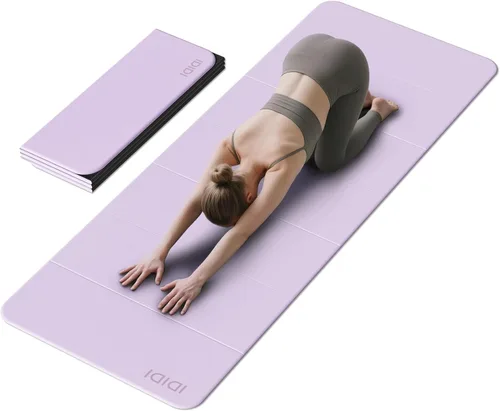 Miniatura 10 de Tapete plegable extra grande de yoga y fitness de 0.315 pulgadas (74 x 31.5 x 0.32 pulgadas), tapete de pilates ligero y antideslizante de doble