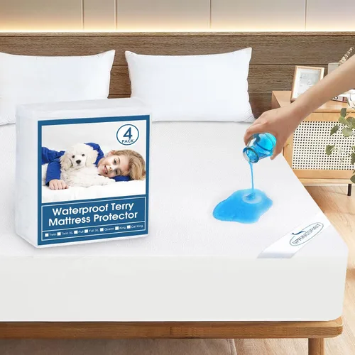 Miniatura 10 de Cubrecolchón de tela de toalla 100% impermeable, para colchones de hasta 18 pulgadas de alto, ultrasuave, silencioso y agradable al tacto, sábana