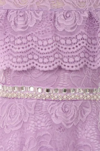 Miniatura 3 de Vestido de verano para niñas con hombros descubiertos y encaje floral con diamantes de imitación, para niña de flores, talla 4-16
