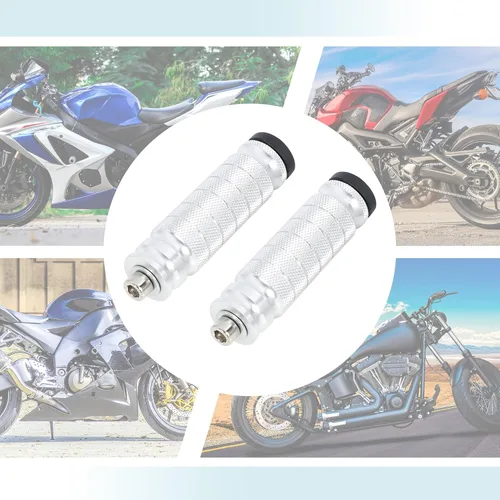 Miniatura 5 de F Fierce Cycle 1 par de reposapiés de aluminio de 6 mm para motocicleta, conjunto trasero, reposapiés, estribo, reposapiés para moto, tono plateado