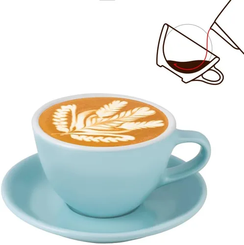 watchget Taza y platillo de porcelana con leche – Taza de cerámica de 9.5 onzas para capuchino, té, latte, café moca, cian
