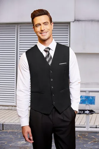 Miniatura 3 de Coofandy chaleco para traje o esmoquin con 5 botones, para hombre.