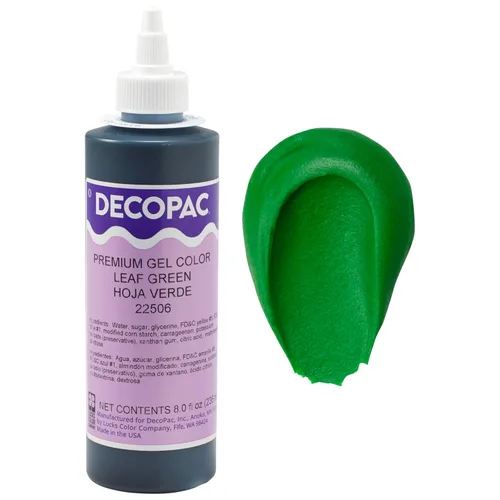 DecoPac Colorante alimentario de gel premium | Colorante alimentario verde hoja para repostería | 8 oz | Para colorear crema de mantequilla, Hoja