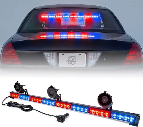 Miniatura 9 de Xprite Barra de luz de asesor de tráfico de 35.5 pulgadas, luces estroboscópicas LED de emergencia con 21 patrones de flash, montaje de succión
