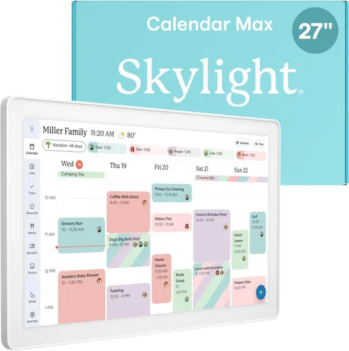 Miniatura 12 de Skylight Calendar Max: Calendario digital inteligente de 27 pulgadas y tabla de tareas, organizador familiar con pantalla táctil interactiva, Carbón