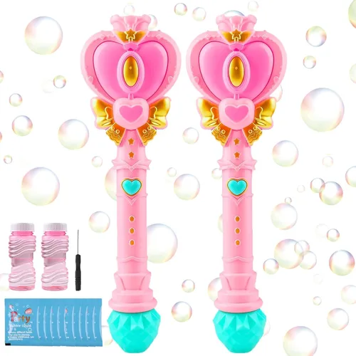 Miniatura 8 de Varita de Burbujas para Niños Máquina Sopladora de Burbujas Corazón de Princesa Varita con Luz Pascua Navidad Cesta Rellenos de Calcetín Juguetes al