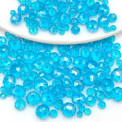 Miniatura 40 de 786 cuentas de cristal de 4 tamaños, cuentas de cristal Rondelle facetadas, cuentas de cristal Briolette, cuentas espaciadoras para pulseras, Ámbar