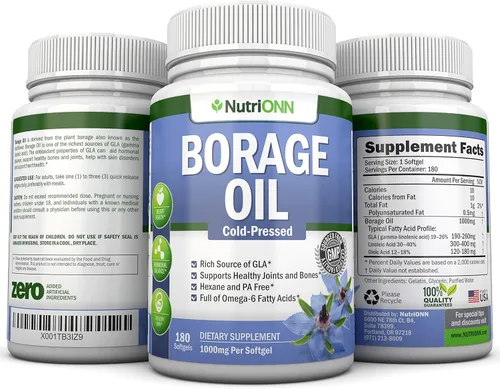 Miniatura 6 de NutriONN Aceite de borraja - 1000 mg - 180 cápsulas blandas - Aceite de semilla de borraja prensado en frío - Sin hexano y PA - Ideal para piel