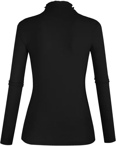 Miniatura 2 de POPZONE - Camisa de manga larga con cuello alto falso, ajustada, de punto acanalado