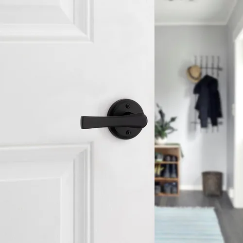 Miniatura 3 de Kwikset Katella - Manija de puerta de paso interior, palanca para puertas de armario y pasillo, manija reversible sin bloqueo, color negro mate