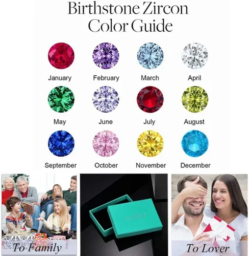 Miniatura 7 de Anillos clásicos de piedra natal para niñas y mujeres, tallas 1-10, circonita cúbica, acero inoxidable, anillo de cumpleaños, para madre, hija