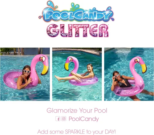 Miniatura 5 de PoolCandy Flotador inflable de la piscina del flamenco rosa del tubo 36" del brillo de los animales