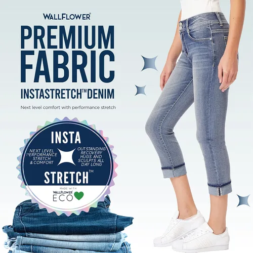 Miniatura 6 de WallFlower Insta Stretch Juniors de talle alto con curvas y coquetas para mujer (estándar y plus)