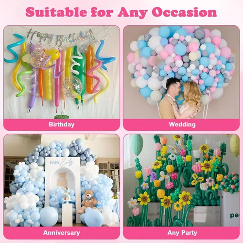Miniatura 6 de AXHJ Balloon Pump Electric Air Pumps for Long Balloons, Electric Air Balloon Pump, Balloon Inflator for Foil Twisty Animal Balloons in Birthday Rosa