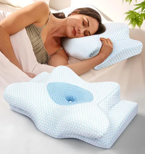 Sleep Doctor - Almohada cervical para dormir, almohada ergonómica de contorno lateral para adultos, almohada ortopédica refrescante para aliviar el