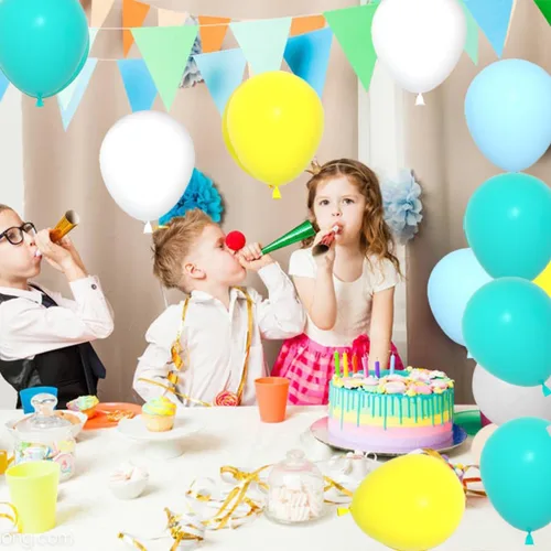 Miniatura 3 de Kit de arco de globos azul, amarillo y blanco, guirnalda de globos azul claro, verde azulado y amarillo blanco, globos azules y amarillos para Rojo