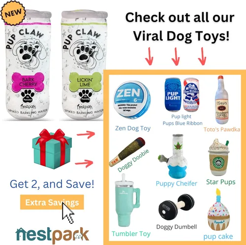 Miniatura 7 de Nestpark Juguetes para perros Pup Claw – Divertidos juguetes de peluche para perros con chirriante y arrugado – Juguete de parodia para perros