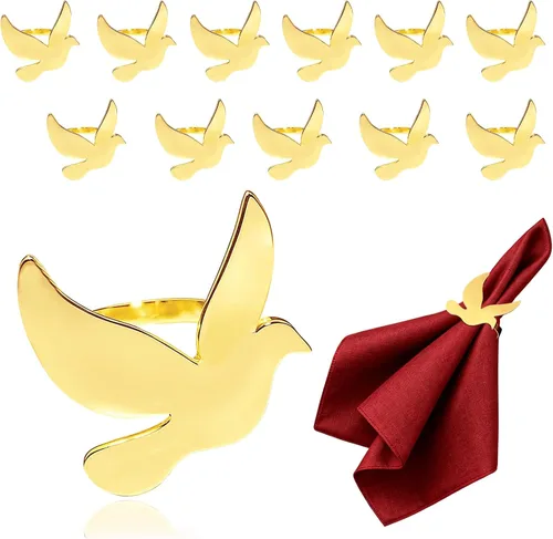Miniatura 14 de Juego de 6 servilleteros de metal con diseño de abejorros dorados para jardín, boda, baby shower, cumpleaños, reuniones familiares, servilleteros
