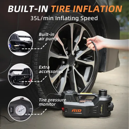 Miniatura 5 de STANDTALL Kit de gato eléctrico para coche de 5 toneladas y 12 V, elevador automático para automóvil con llave de impacto y bomba de inflado