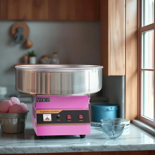Miniatura 2 de Máquina eléctrica de algodón de azúcar rosa VIVO de 1030W, fabricante comercial de algodón de azúcar, tazón de acero inoxidable de 20 pulgadas