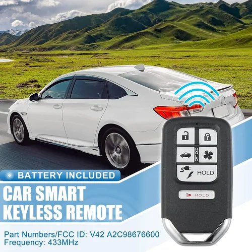 Miniatura 2 de X AUTOHAUX Llavero de repuesto para automóvil de 6 botones sin llave, control remoto, llavero inteligente de proximidad KR5V2X para Honda Clarity