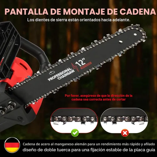 Miniatura 6 de Motosierra eléctrica sin escobillas de 12 pulgadas, herramienta inalámbrica solo para batería Milwaukee M18 de 18 V con engrasador automático