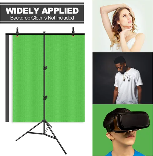 Miniatura 7 de EMART Soporte de fondo portátil en forma de T de 3 x 6.5 pies con pantalla verde ajustable para fotografía, sesiones de fotos, fiestas y zoom