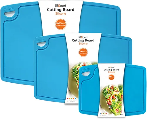 Miniatura 27 de Liflicon Tablas de corte de silicona gruesas para cocina, juego de tablas de cortar/esteras de silicona de 2 piezas extra grandes 37 cm x 26.5 cm