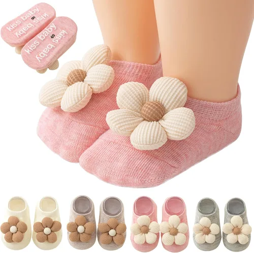 Cotton Baby Girl Socks 0-12 Months Newborn Socks Ankle Socks for Babies Infant Socks Toddler Socks with Grippers