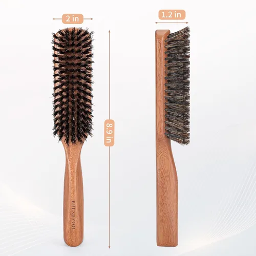 Miniatura 7 de BRUSHZOO - Cepillo de pelo de cerdas de jabalí para mujeres y hombres, pelo corto y fino, mango de haya, cepillo para peinar y alisar