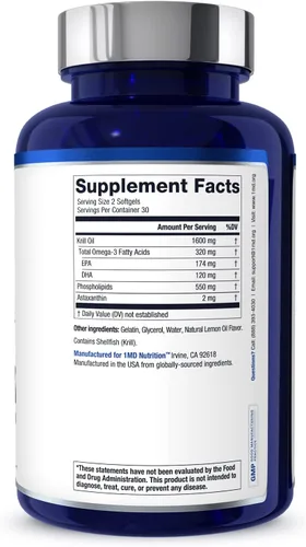Miniatura 6 de 1MD Nutrition KrillMD - Suplemento omega 3 de aceite de krill antártico con astaxantina, EPA, DHA 2 veces más eficaz que el aceite de pescado 60