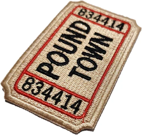 Miniatura 2 de PatchClub Parche para Pound Town, plancha/coser, totalmente bordado, color beige, divertido moral táctico, parche militar, perfecto para tu mochila