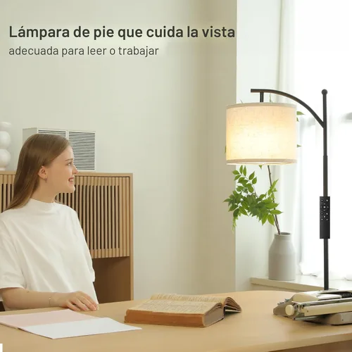 Miniatura 3 de Ambimall Lámpara de pie de 60 pulgadas con control remoto y bombilla regulable continua, temperatura de colores y brillo ajustables, lámparas de pie
