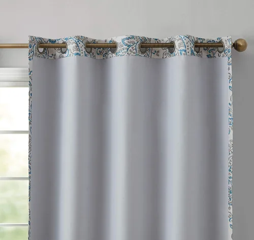 Miniatura 3 de HLC.ME - Paneles de cortina opaca Amalfi de 100% oscurecimiento total con forro térmico, para ventana de dormitorio, de seda artificial, con ojales