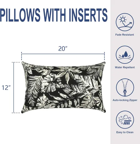 Miniatura 267 de Juego de 2 almohadas para exteriores de 16 x 16 pulgadas, repelentes al agua con interiores, para muebles de patio, hogar, jardín, geometría bohemia