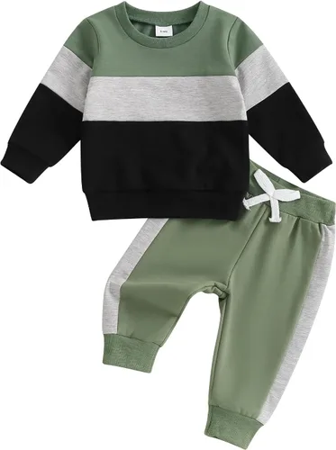 Conjunto de sudadera de manga larga con cuello redondo y pantalones deportivos para bebés, ropa de invierno para bebé