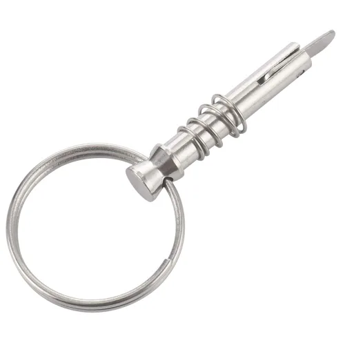 Miniatura 4 de 4 pines de liberación rápida de 1/4 pulgadas de diámetro con leva de caída y resorte, longitud útil de 0.9 pulgadas, acero inoxidable 316 completo