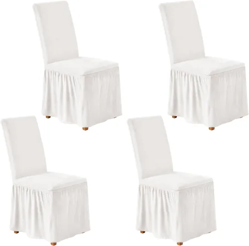 Miniatura 13 de NICEEC Fundas de silla de elastano para sillas de comedor, juego de 6 fundas de sillas de comedor extraíbles con falda, fundas de silla de comedor