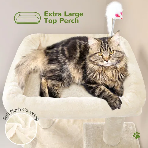 Miniatura 3 de Globlazer Torre de árbol para gatos de interior, casa de árbol para gatos adultos de 50 pulgadas para gatos adultos grandes con escalones, poste