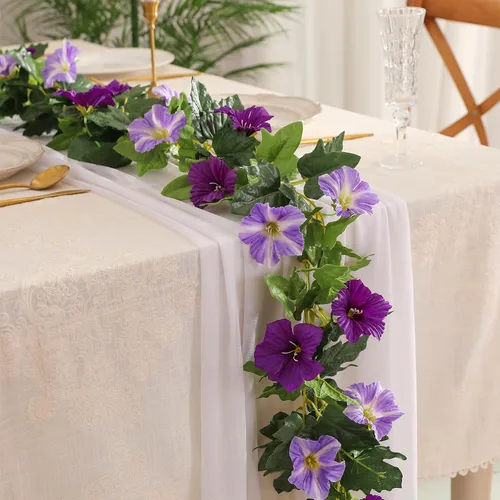 Miniatura 15 de JUSTOYOU Paquete de 2 guirnaldas de rosas falsas (15.8 pies), rosas artificiales, enredaderas, guirnalda de flores para colgar, vid floral, boda