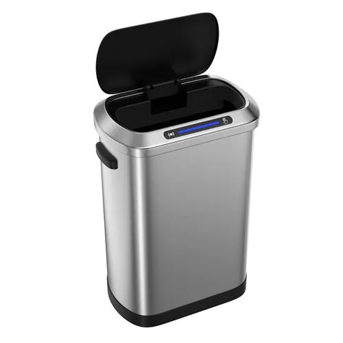 Miniatura 6 de Bote de basura automático inteligente de 13 galones con tapa de sensor de movimiento, cubo de basura de acero inoxidable de 50 litros sin contacto