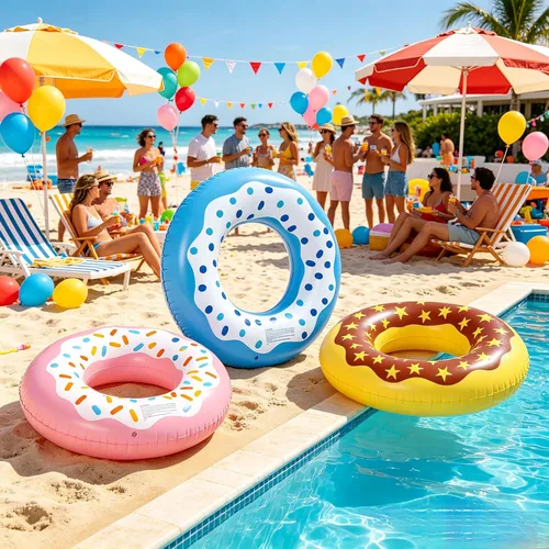 Miniatura 5 de Luau - Flotadores de piscina hawaianos - Tubos inflables para adultos, tubo inflable para piscina, anillo de natación para decoración de fiesta