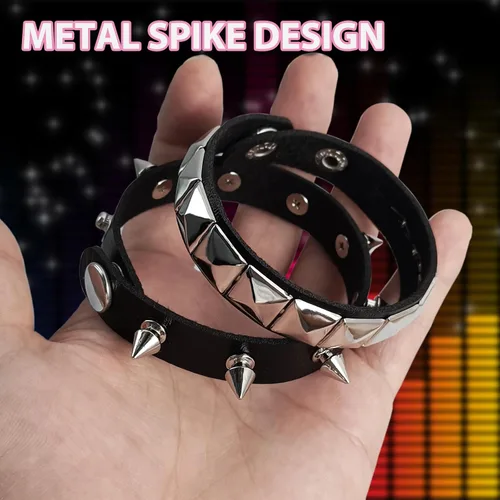 Miniatura 2 de 4 pulseras punk, pulseras de cuero Fanux, pulsera gótica, pulsera gótica, para Halloween, 4