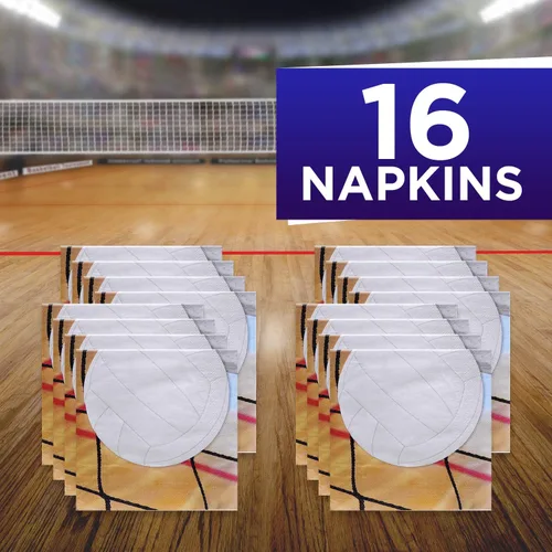 Miniatura 3 de Servilletas de papel de voleibol (paquete de 16, con pelota y red), colección de fiesta de voleibol Havercamp