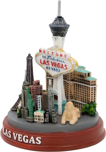 Miniatura 2 de Señal y estatua de Las Vegas con horizonte y puntos de referencia modelo (5 pulgadas)