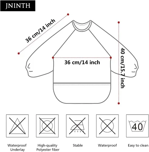 Miniatura 4 de JNINTH Baberos impermeables y lavables para comer y jugar delantal (6-36 meses)