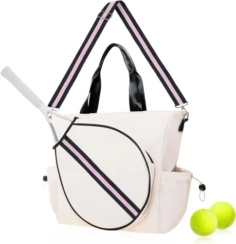 Miniatura 12 de Bolsa de tenis para mujer, bolsa de raqueta elegante, mochila unisex para deportes de raqueta, bolsa de pickleball convertible para hombro, correa
