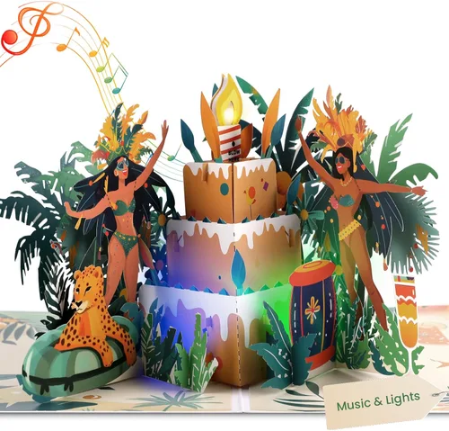Miniatura 7 de Tarjeta de cumpleaños de gato desplegable 3D con canción de miau, velas sopladas y luces coloridas, bonito regalo sorpresa para niños, niñas, hijo