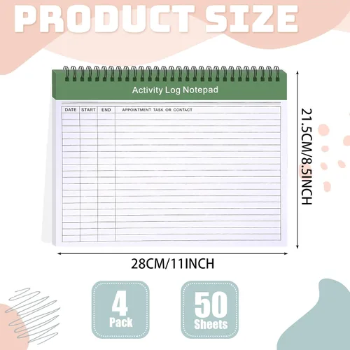 Miniatura 2 de Kisston 4 piezas de cuaderno de registro de actividades diario Libro de notas de actividades diarias 21.6 x 27.9 cm Lista de tareas diarias Cuaderno