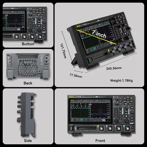Miniatura 3 de RIGOL Osciloscopio digital DHO914S 125 MHz 4-Ch + 16 Digital 1.25 GSa/s 12-bit 50 Mpts UltraAcquire 1,000,000 wfms/s AFG + Bode Plot LAN/USB/HDMI